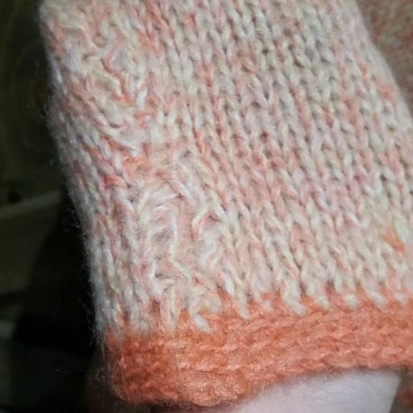 VINTAGE HAND KNIT ORANGE CARDIGAN BY POLLY COTTAGE PRAIRIE FARM CABIN - Picture 8 of 11